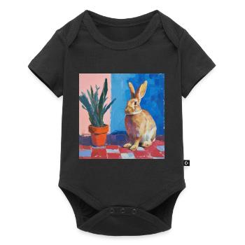 bunny, rabbit, colorful, animal, gift - Baby Premium short-sleeve bodysuit - black - Front