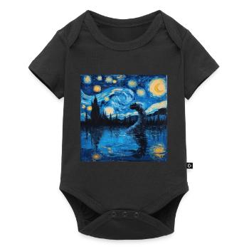 Monstre du Loch Ness, Nessie, Van Gogh, Nuit étoilée - Body à manches courtes Premium Bébé - noir - Devant