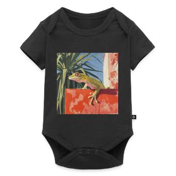 gecko, echse, bunt, tier, geschenk, geschenkidee - Baby Premium Kurzarmbody - Schwarz - Vorne