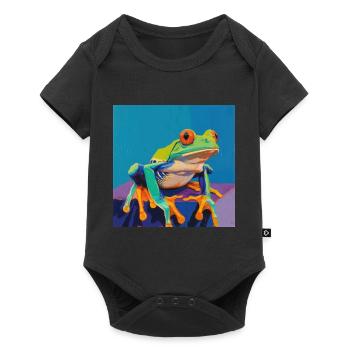 Frog, Colorful, Animal - Baby Premium short-sleeve bodysuit - black - Front