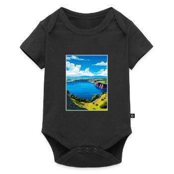 Blue Lake Australie Vintage voyage affiche Souvenir - Body à manches courtes Premium Bébé - noir - Devant