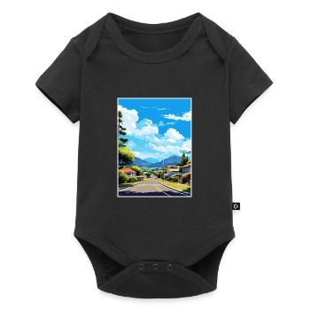 Rotorua Neuseeland Vintage Reiseposter Souvenir - Baby Premium Kurzarmbody - Schwarz - Vorne