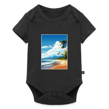 Playa Flamingo Costa Rica Vintage Reiseposter - Baby Premium Kurzarmbody - Schwarz - Vorne