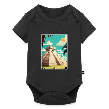 Chichen Itza Dekoration Vintage Reiseposter WPA - Baby Premium Kurzarmbody - Schwarz - Vorne