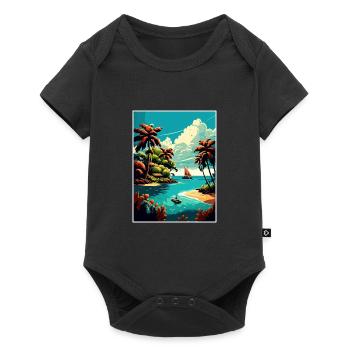 Dominican Republic Caribbean Vintage Travel Poster - Baby Premium short-sleeve bodysuit - black - Front