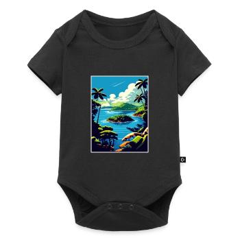 Dominican Republic Caribbean Vintage Travel Poster - Baby Premium short-sleeve bodysuit - black - Front