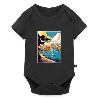 Curaçao Caribbean Vintage Travel Poster Souvenir - Baby Premium short-sleeve bodysuit - black - Front