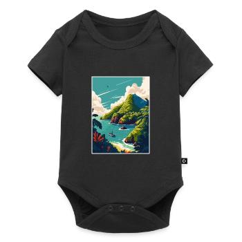 Dominica Caribbean Vintage Travel Poster Souvenir - Baby Premium short-sleeve bodysuit - black - Front