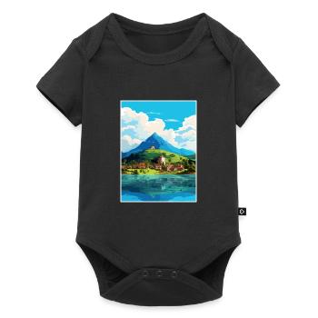 Florianopolis Brésil Vintage voyage affiche WPA Art - Body à manches courtes Premium Bébé - noir - Devant