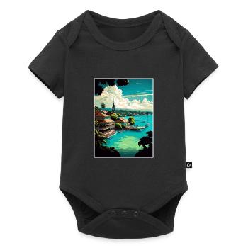 Ocho Rios Caribbean Vintage Travel Poster Souvenir - Baby Premium short-sleeve bodysuit - black - Front