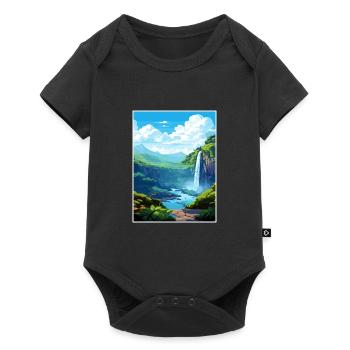 La Fortuna Wasserfall Vintage Reiseposter WPA Kunst - Baby Premium Kurzarmbody - Schwarz - Vorne