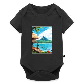Bora Französisch-Polynesien Vintage Reiseposter WPA - Baby Premium Kurzarmbody - Schwarz - Vorne