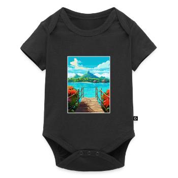Bora Französisch-Polynesien Vintage Reiseposter WPA - Baby Premium Kurzarmbody - Schwarz - Vorne