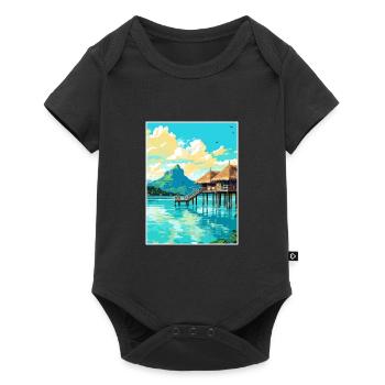Bora Französisch-Polynesien Vintage Reiseposter WPA - Baby Premium Kurzarmbody - Schwarz - Vorne