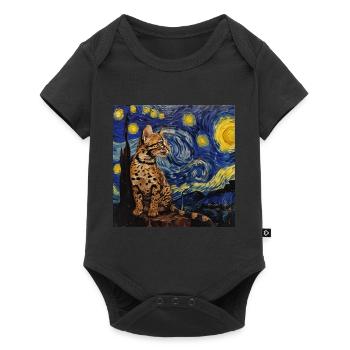 Ozelot, luchs, van gogh, sternennacht - Baby Premium Kurzarmbody - Schwarz - Vorne