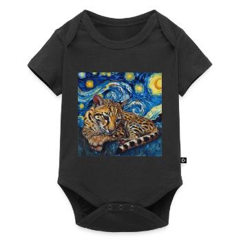 Ocelot, Lynx, Van Gogh, Nuit étoilée - Body à manches courtes Premium Bébé - noir - Devant