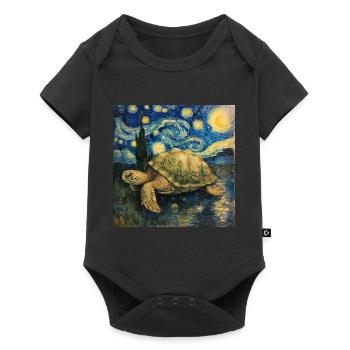 schildkröte, van gogh, sternennacht - Baby Premium Kurzarmbody - Schwarz - Vorne