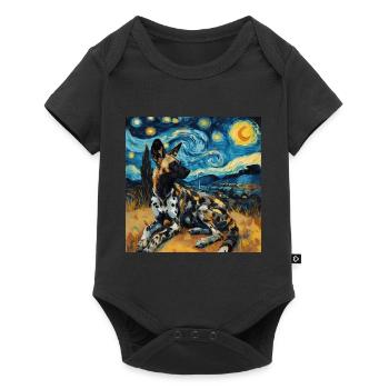 hyäne, van gogh, sternennacht - Baby Premium Kurzarmbody - Schwarz - Vorne