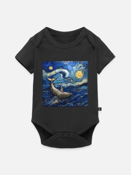 Wal Fisch Van Gogh - Baby Premium Kurzarmbody - Schwarz