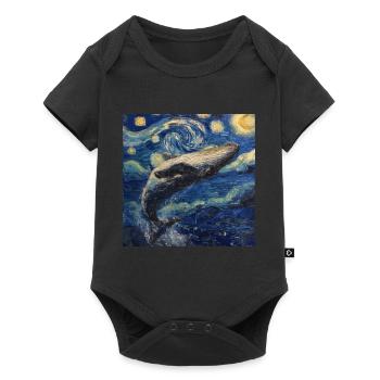 Whale Fish Van Gogh - Baby Premium short-sleeve bodysuit - black - Front
