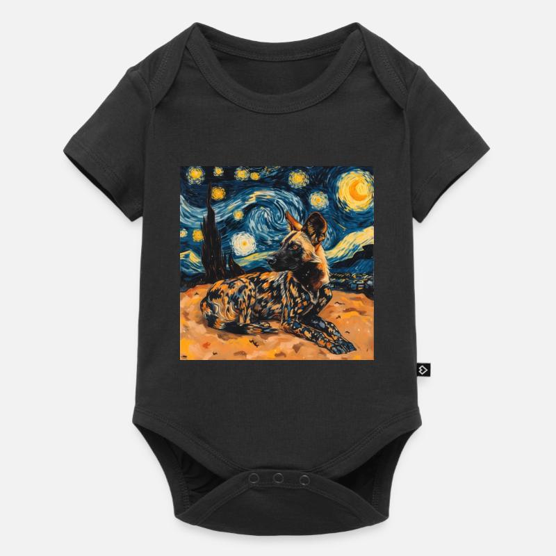 hyäne, van gogh, sternennacht - Baby Premium Kurzarmbody - Schwarz
