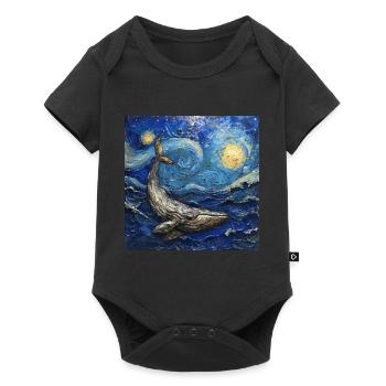 Whales, Fish, Ocean, Van Gogh, Starry Night - Baby Premium short-sleeve bodysuit - black - Front
