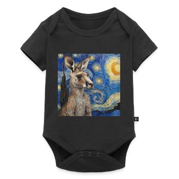 Känguru, van gogh, sternennacht - Baby Premium Kurzarmbody - Schwarz - Vorne