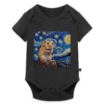 hamster, tier, van gogh, sternennacht - Baby Premium Kurzarmbody - Schwarz - Vorne