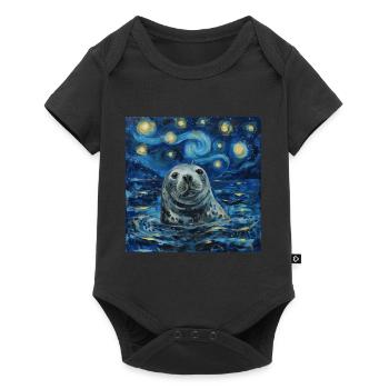 Seal, Sea Lion, Van Gogh, Starry Night - Baby Premium short-sleeve bodysuit - black - Front