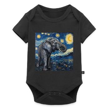 Elephant, Van Gogh, Starry Night - Baby Premium short-sleeve bodysuit - black - Front