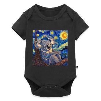 koala, tier, van gogh, sternenacht - Baby Premium Kurzarmbody - Schwarz - Vorne