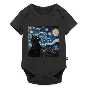 Black Cat, Cat, Van Gogh, Starry Night - Baby Premium short-sleeve bodysuit - black - Front