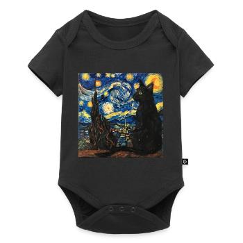 Black Cat, Cat, Animal, Van Gogh, Starry Night - Baby Premium short-sleeve bodysuit - black - Front