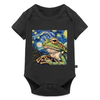 frosch, tier, van gogh, sternenacht - Baby Premium Kurzarmbody - Schwarz - Vorne