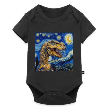 t-rex, dinosaurier, dino tier, van gogh - Baby Premium Kurzarmbody - Schwarz - Vorne
