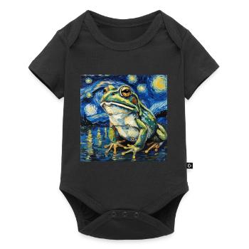 frosch, tier, van gogh, sternennacht - Baby Premium Kurzarmbody - Schwarz - Vorne