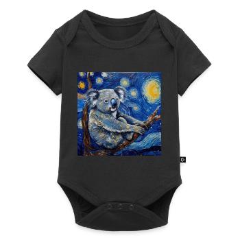 koala, tier, van gogh, sternenacht - Baby Premium Kurzarmbody - Schwarz - Vorne