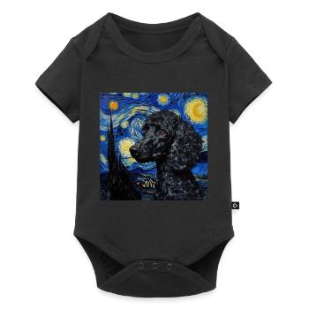 Caniche, Chien, Van Gogh, Nuit Étoilée - Body à manches courtes Premium Bébé - noir - Devant