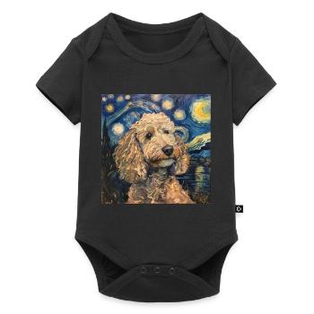 Caniche, Chien, Van Gogh, Nuit Étoilée - Body à manches courtes Premium Bébé - noir - Devant