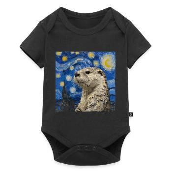 otter, Van Gogh, Sternennacht - Baby Premium Kurzarmbody - Schwarz - Vorne