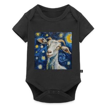 ziege, Van Gogh, Sternennacht - Baby Premium Kurzarmbody - Schwarz - Vorne