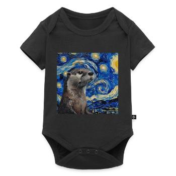 Otter, Van Gogh, Sternennacht - Baby Premium Kurzarmbody - Schwarz - Vorne