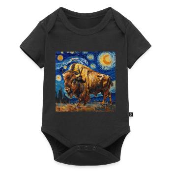 Bison, Buffalo, Animal, Van Gogh, Starry Night - Baby Premium short-sleeve bodysuit - black - Front