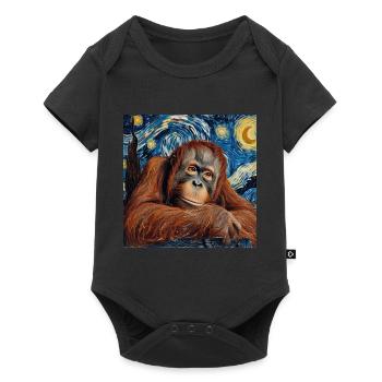 Orang-outan, singe, Van Gogh, nuit étoilée, cadeau - Body à manches courtes Premium Bébé - noir - Devant