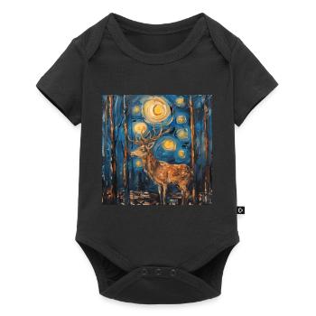 Cerf, Van Gogh, nuit étoilée, cadeau - Body à manches courtes Premium Bébé - noir - Devant