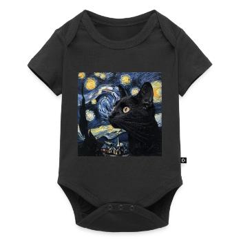 Chat Noir, Chats, Van Gogh, Nuit Étoilée - Body à manches courtes Premium Bébé - noir - Devant