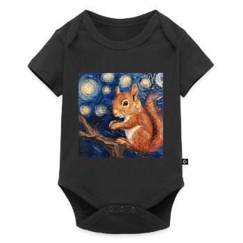 eichhörnchen, van gogh, sternennacht - Baby Premium Kurzarmbody - Schwarz - Vorne