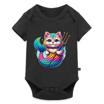 L’AVENTURE COLORÉE D’UN CHATON SIRÈNE, CHAT - Body à manches courtes Premium Bébé - noir - Devant