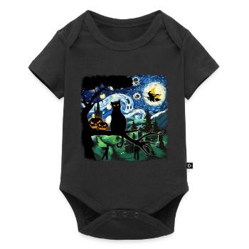 Halloween Black Cat Van Gogh - Baby Premium Kurzarmbody - Schwarz - Vorne
