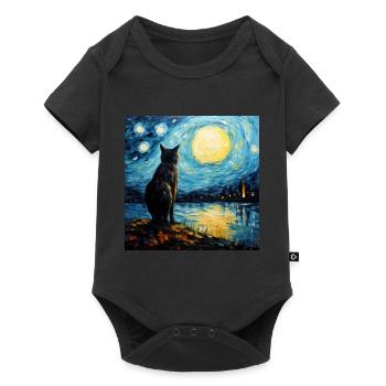 Cat, Cat Motif - Baby Premium short-sleeve bodysuit - black - Front